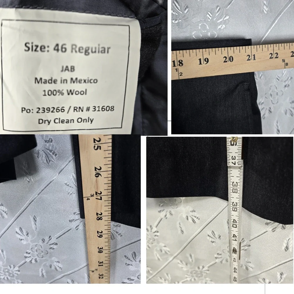 Jos A Bank Signature Suit 100% Wool Men Size 42 Traditional Fit Gray Pants 42x28